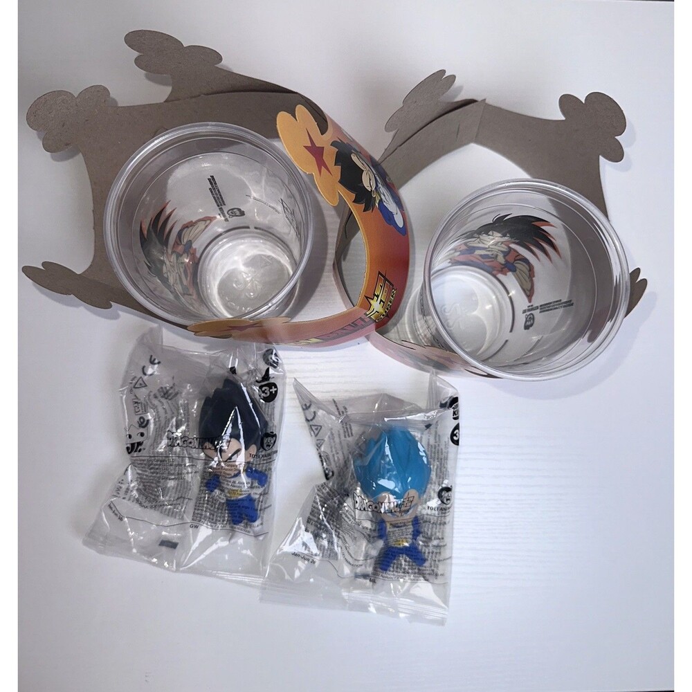 Burger King Dragon Ball Super Base Vegeta & SSB Vegeta, 2 Cups And 2 Crowns #3#4